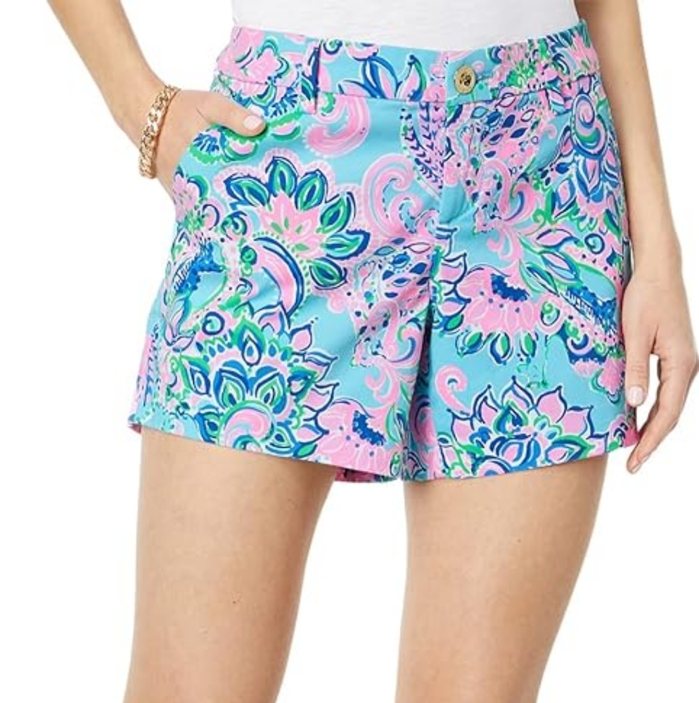 Lilly Pulitzer Callahan 5" Shorts In Blue Horizon Jungle Sunrise